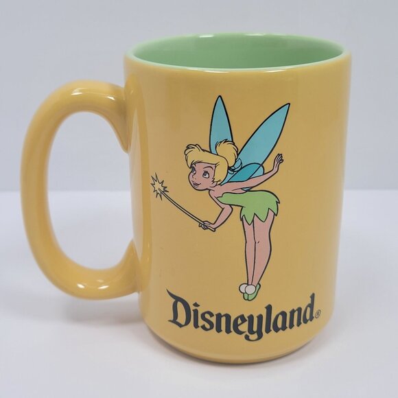 VTG Disneyland Tinkerbell Yellow Green Ceramic Coffee Mug - Picture 1 of 8